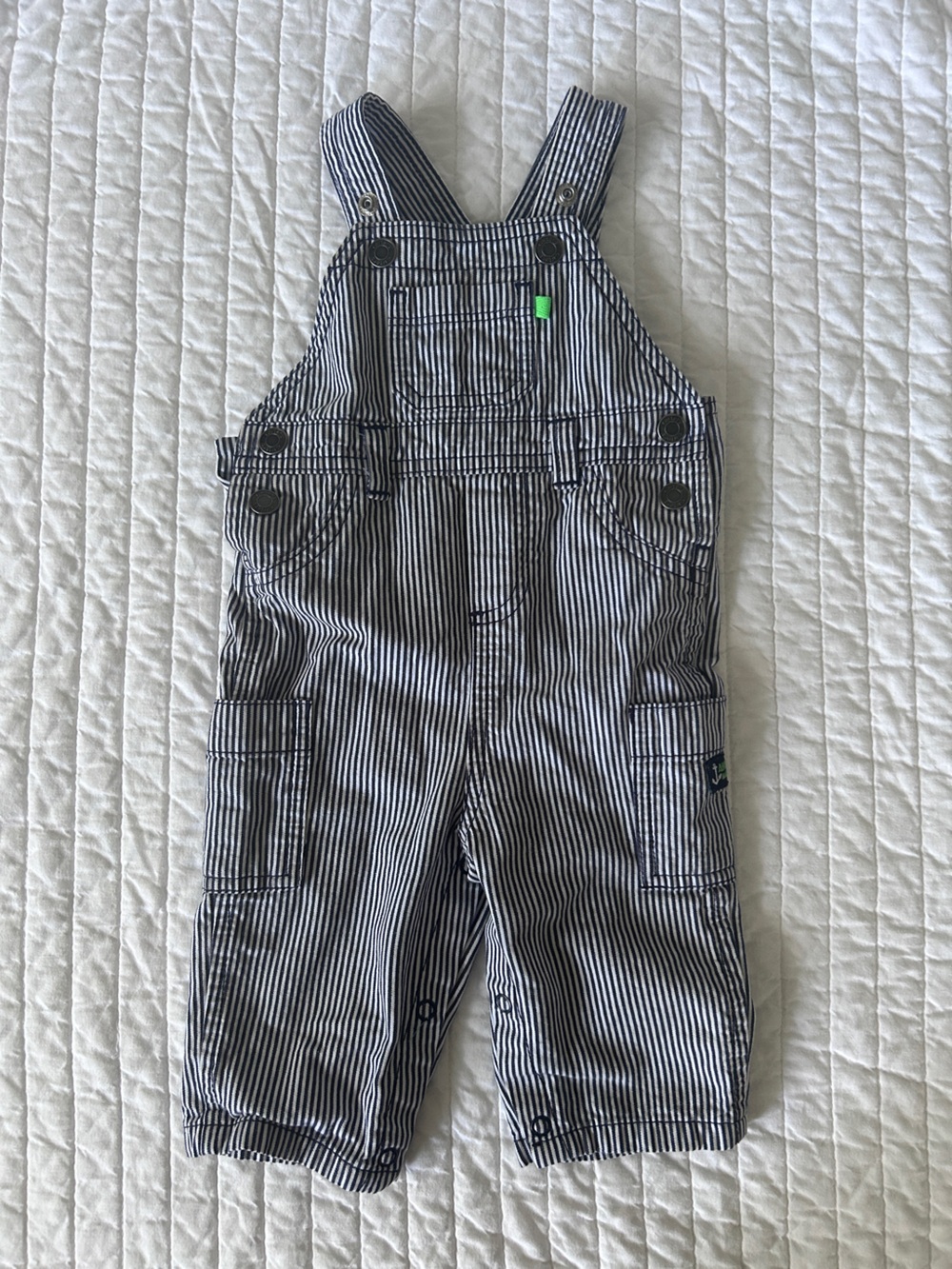 Carter's Navy and White Striped Overalls 6 months baby boy girl unisex